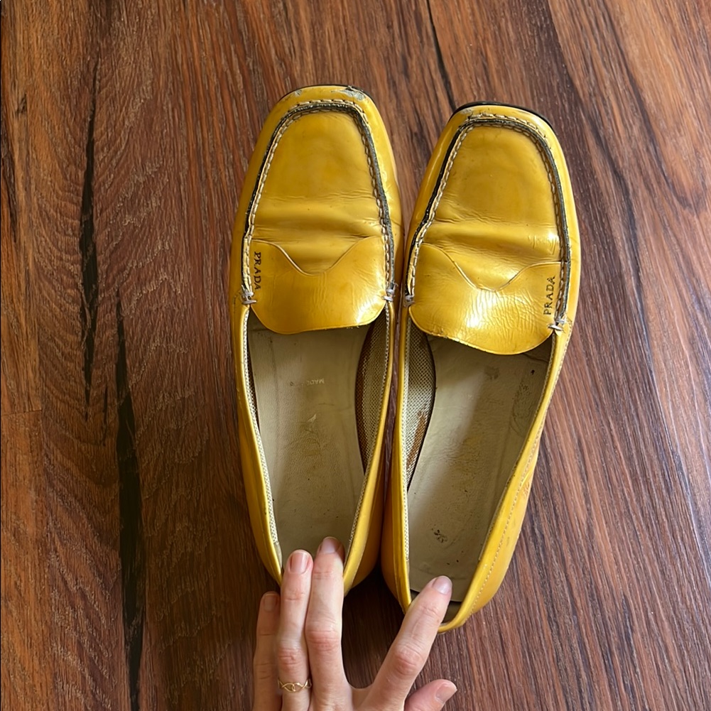 Prada Vibrant Yellow Leather Loafers